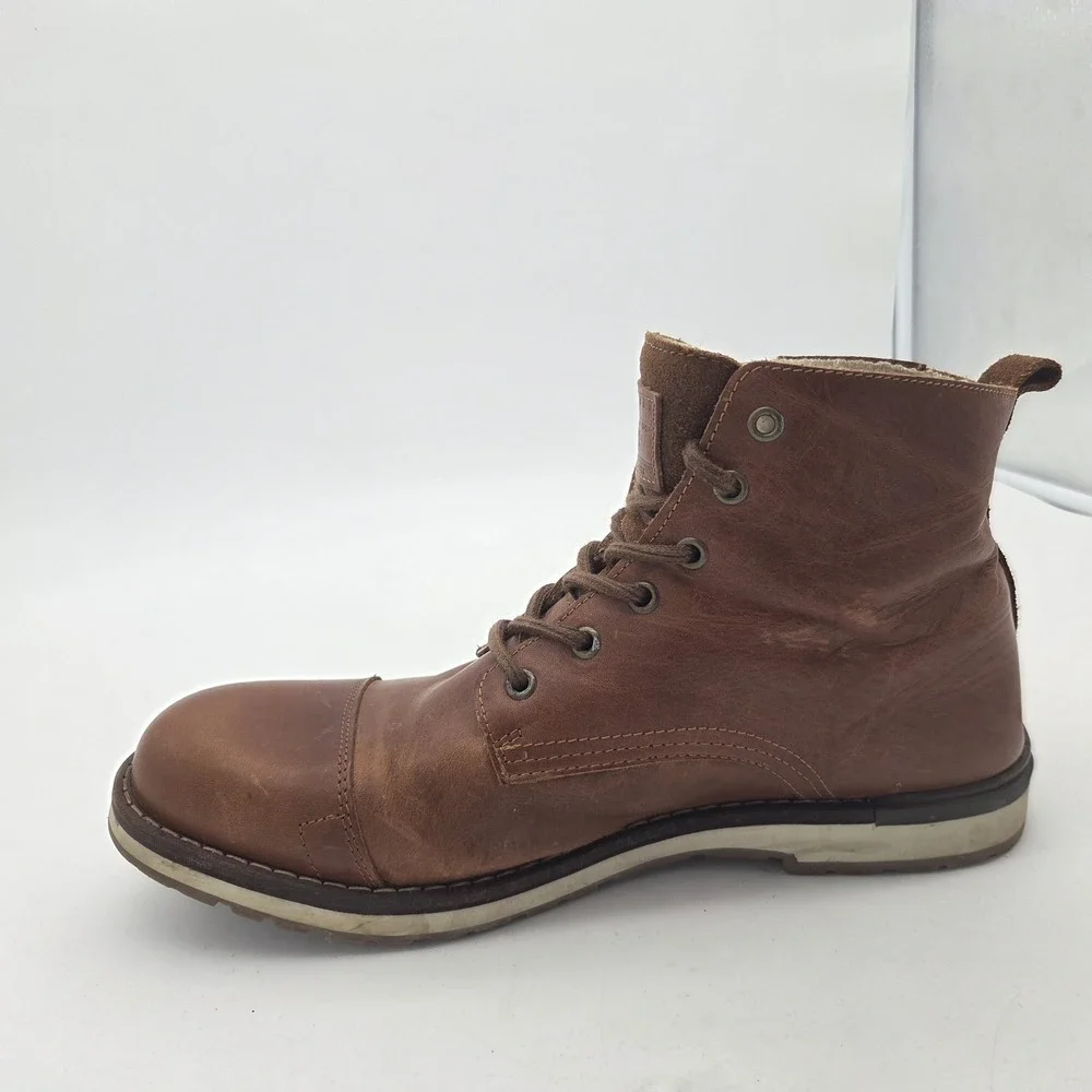 Bull Boxer Gelos Boots Mens Sz 12 Brown Leather Sherpa lining Chukka Military